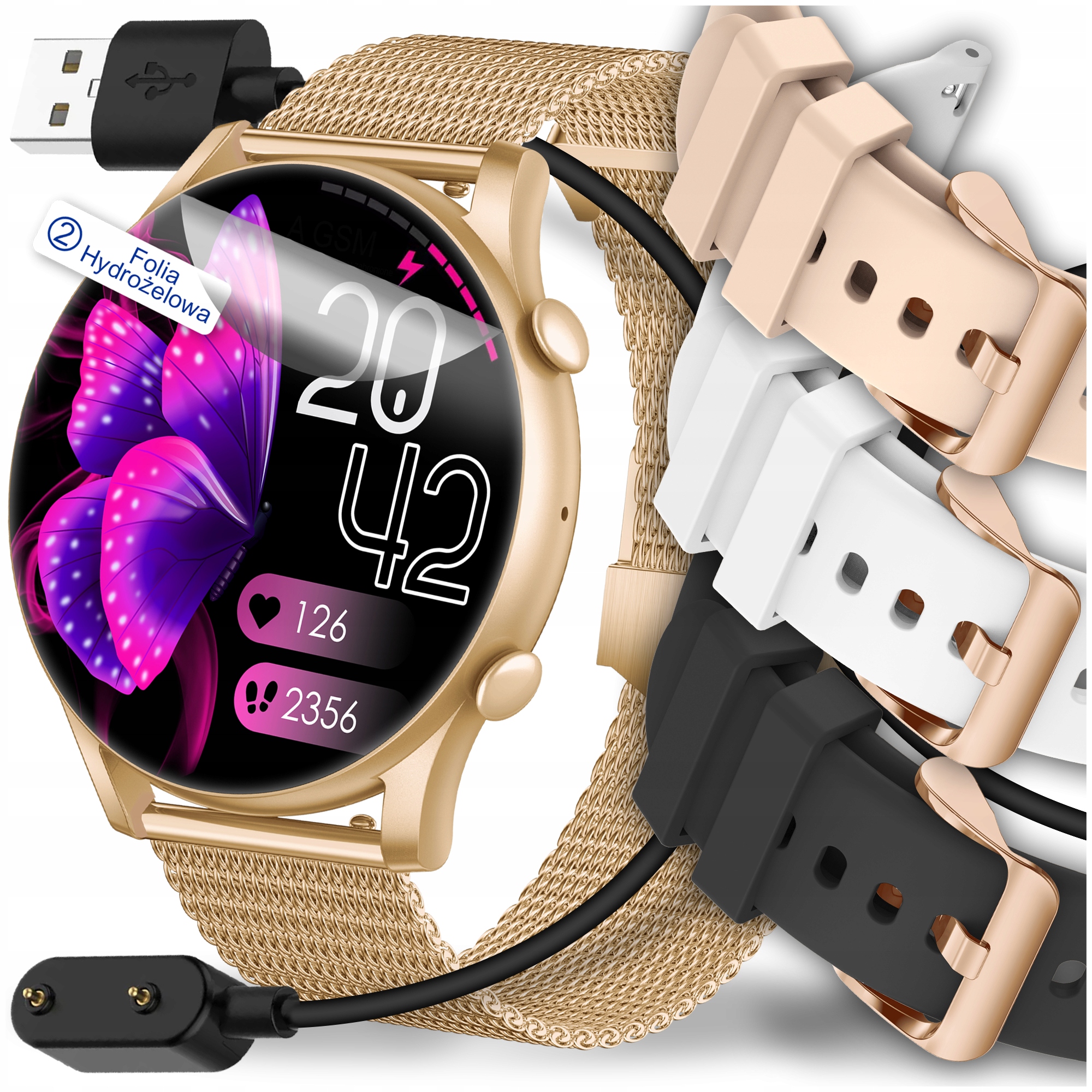 Inteligentné hodinky ABRAMS DÁMSKE SMARTWATCH POLISH MENU zlaté + 5 ďalších produktov